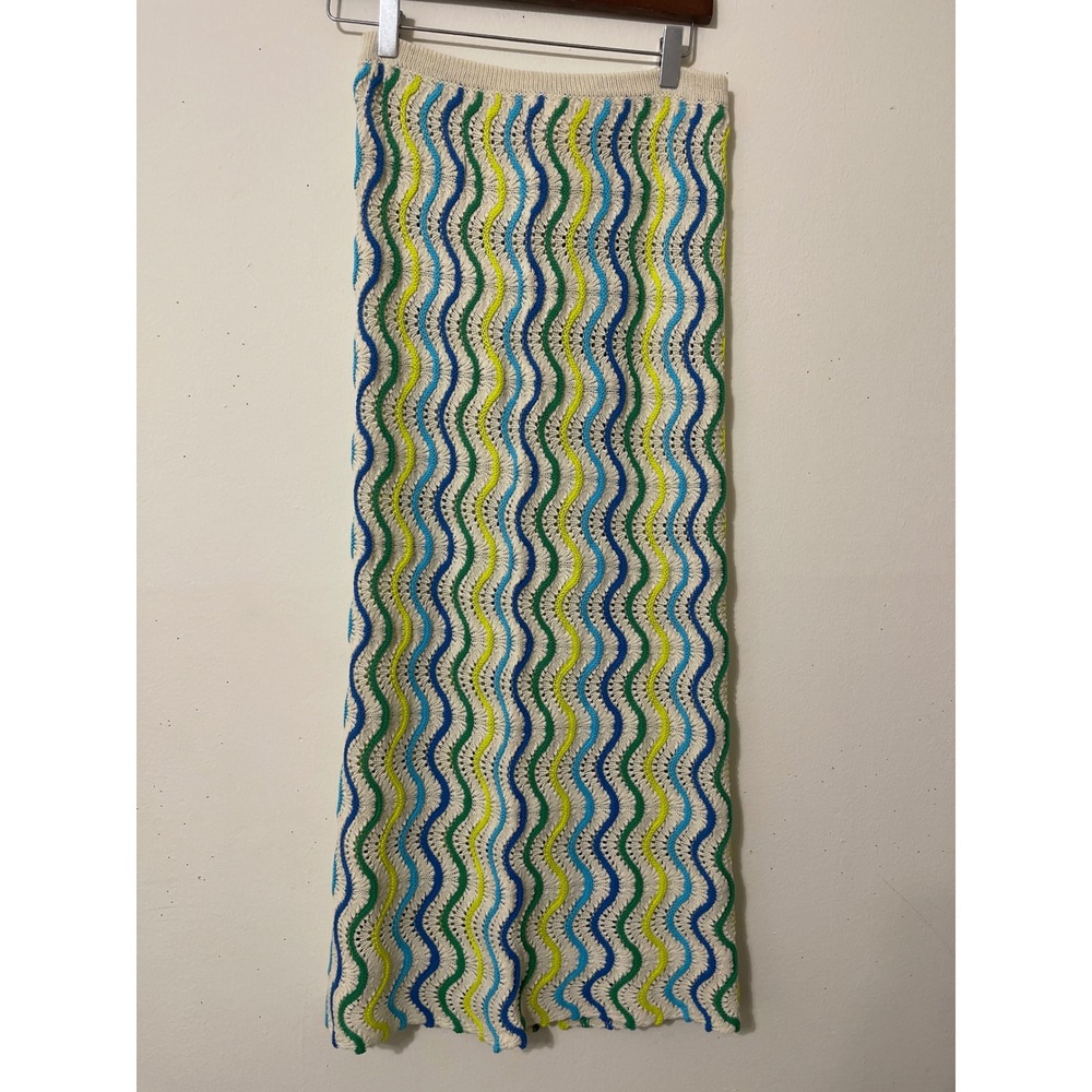Capittana Crochet Maxi Skirt M/L Multi Color Wave Knit Boho Festival Beach - Picture 4 of 5